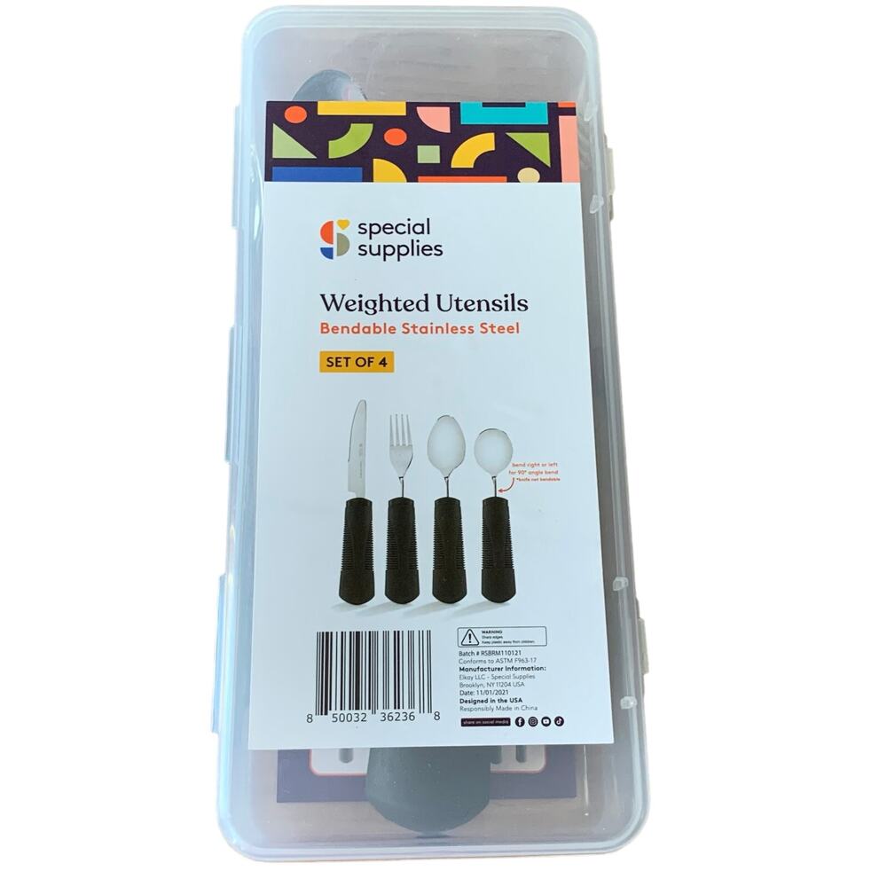 Special Supplies Adaptive Elderly Silverware Utensils 4 Piece Stainless Black